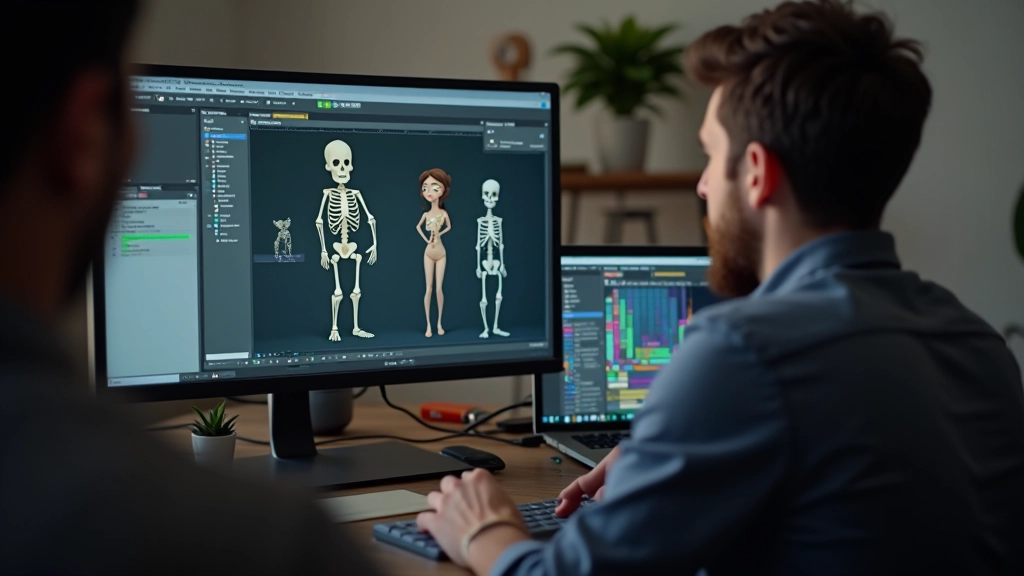 Software di animazione 2D con rig di un personaggio e timeline di keyframe